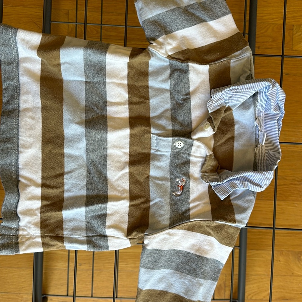 Jacadi size 36m cotton, striped long sleeve shirt